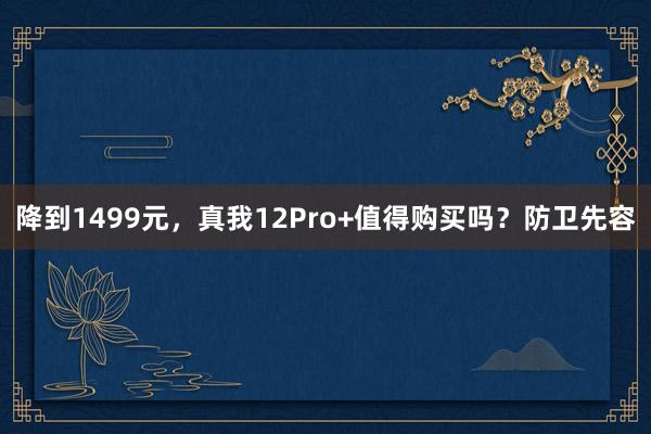 降到1499元，真我12Pro+值得购买吗？防卫先容