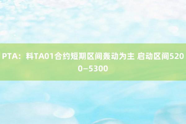 PTA：料TA01合约短期区间轰动为主 启动区间5200—5300