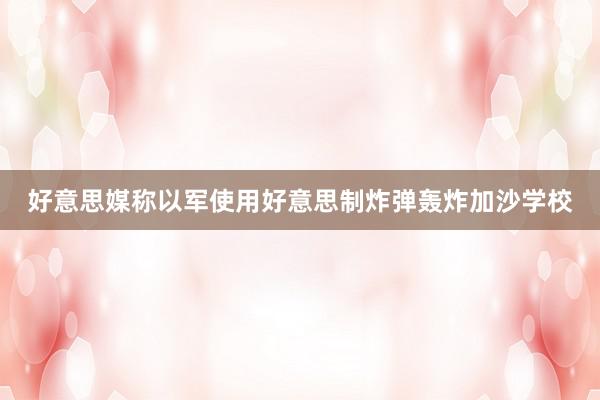 好意思媒称以军使用好意思制炸弹轰炸加沙学校