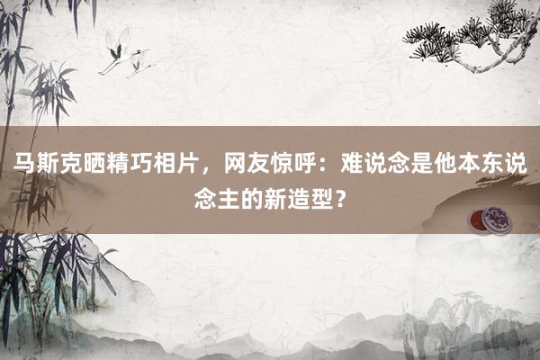 马斯克晒精巧相片，网友惊呼：难说念是他本东说念主的新造型？