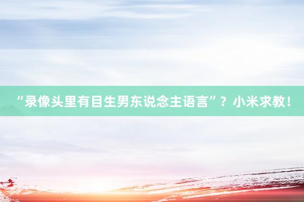 “录像头里有目生男东说念主语言”？小米求教！